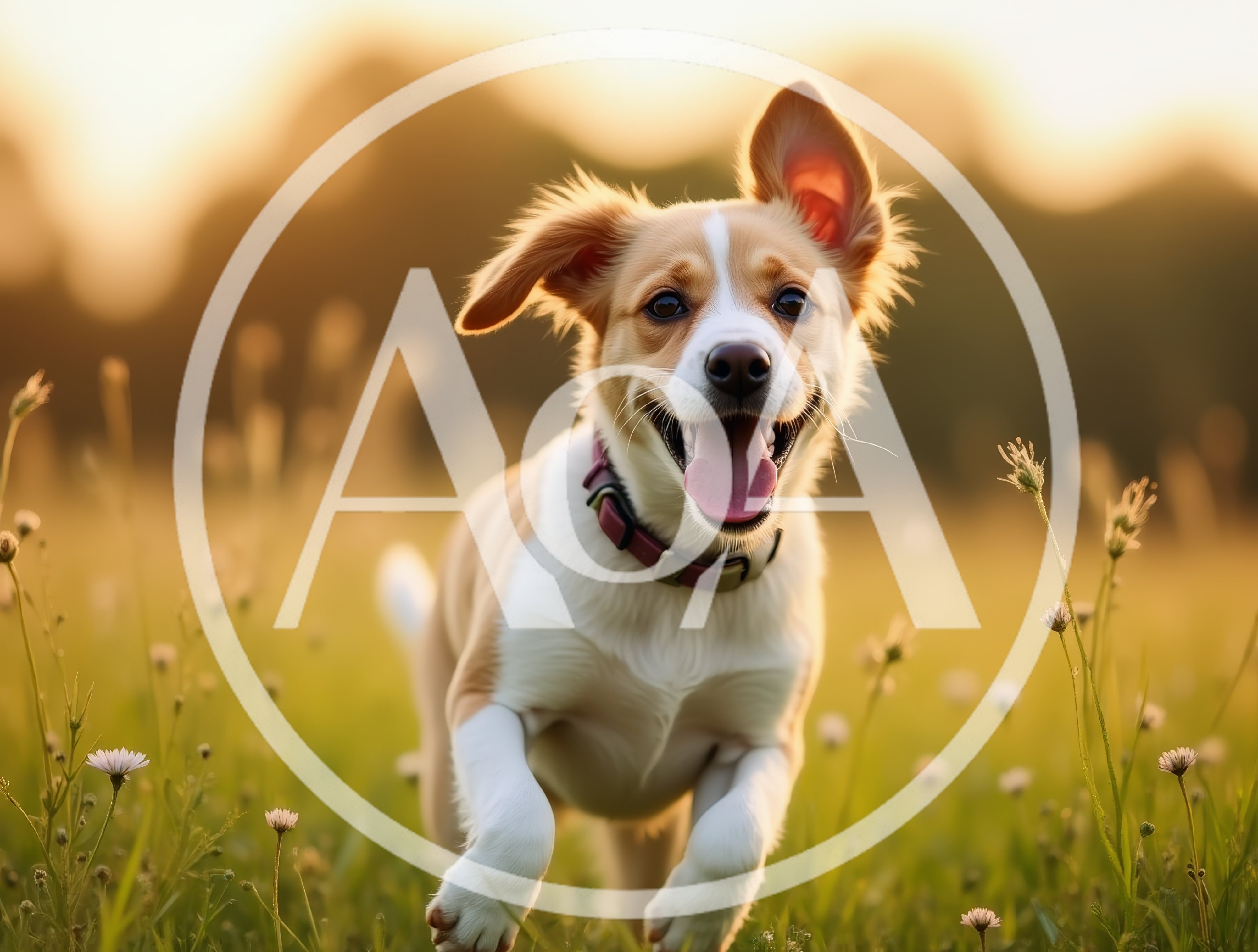 Happy Puppy Running Through A Sunny Meadow