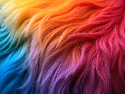 Vibrant Rainbow Colored Long Wavy Hair Texture