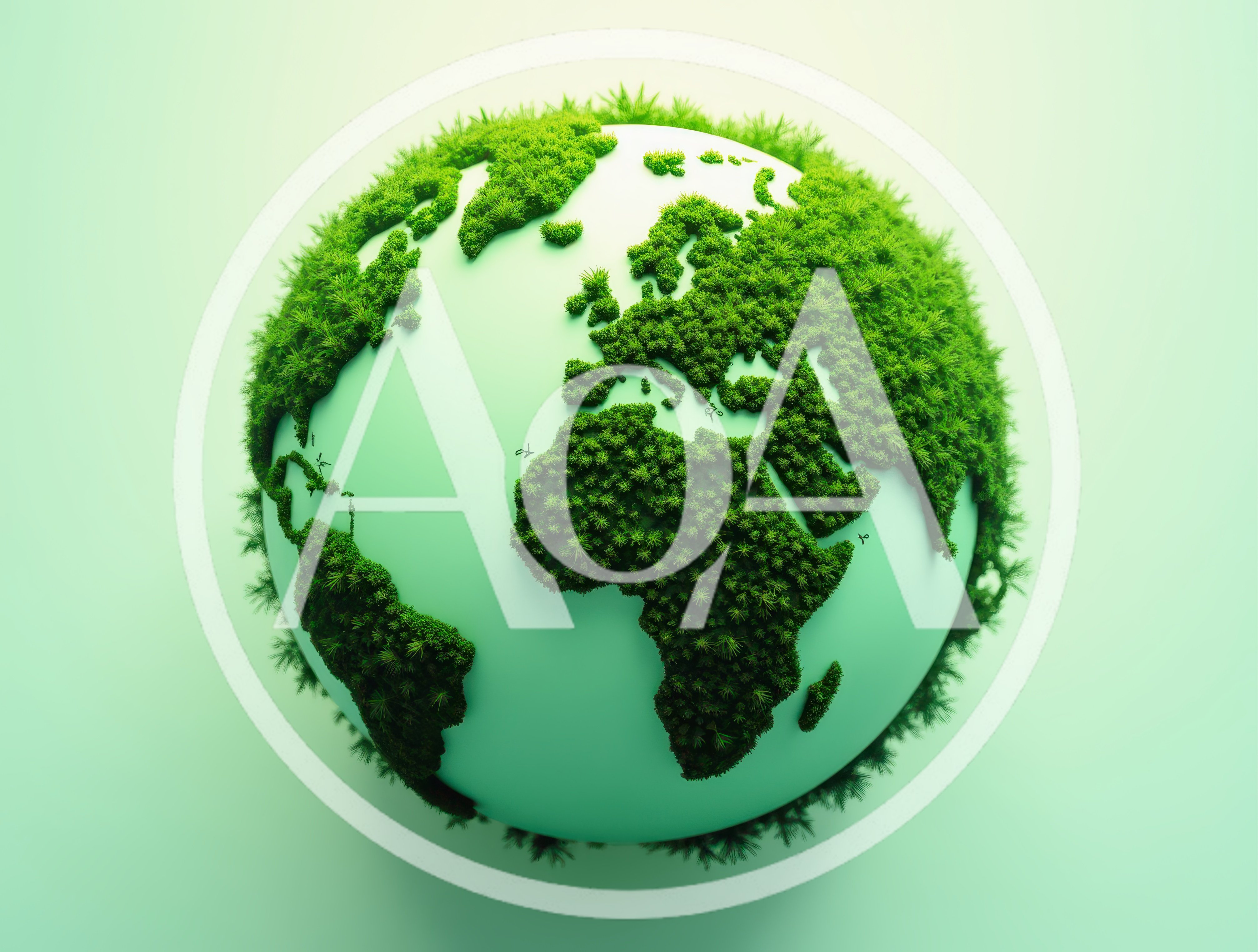 3D Rendered Earth Globe Covered In Lush Green Grass