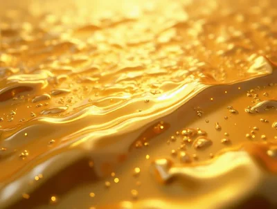 Abstract Liquid Gold Surface With Bubbles