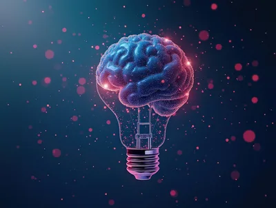 Glowing Human Brain Inside A Light Bulb
