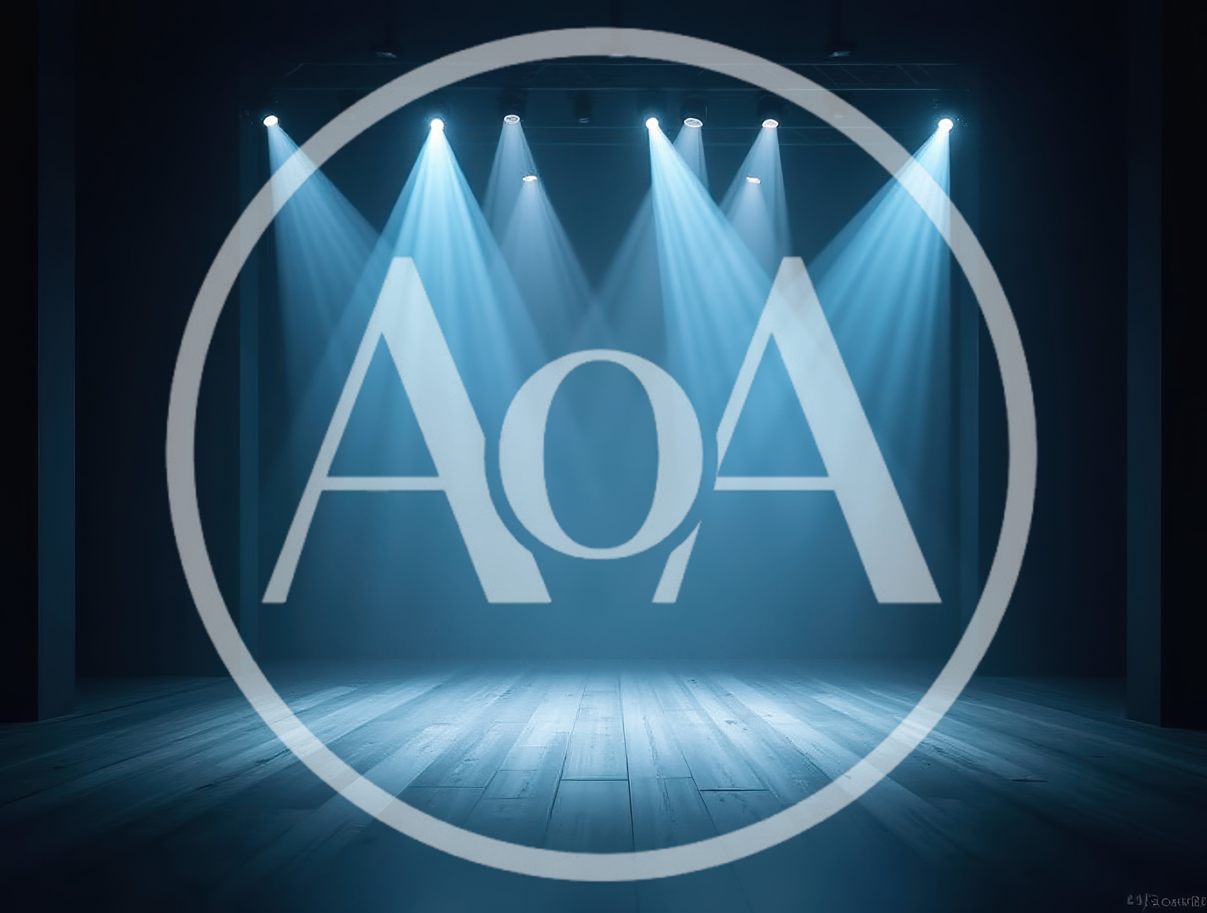 Empty Stage With Blue Spotlight Beams