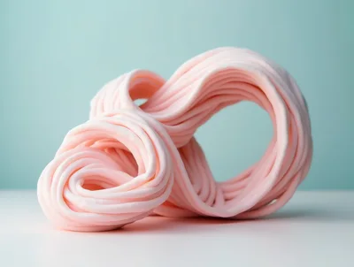 Abstract Pink Clay Sculpture On A White Surface