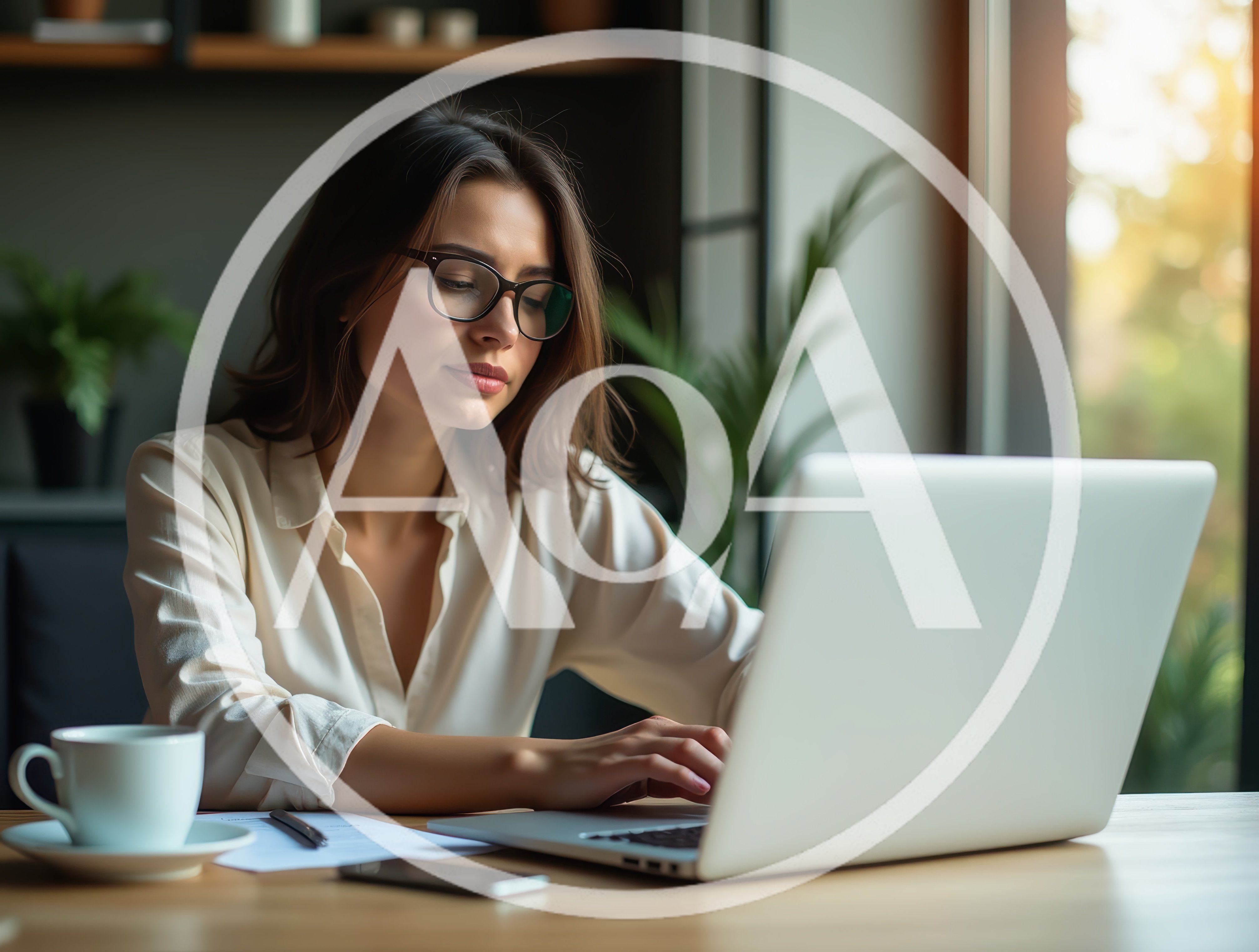 Professional Woman Working On Laptop In Modern Office