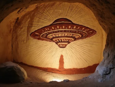 Ancient Cave Painting Depicting A Flying Saucer