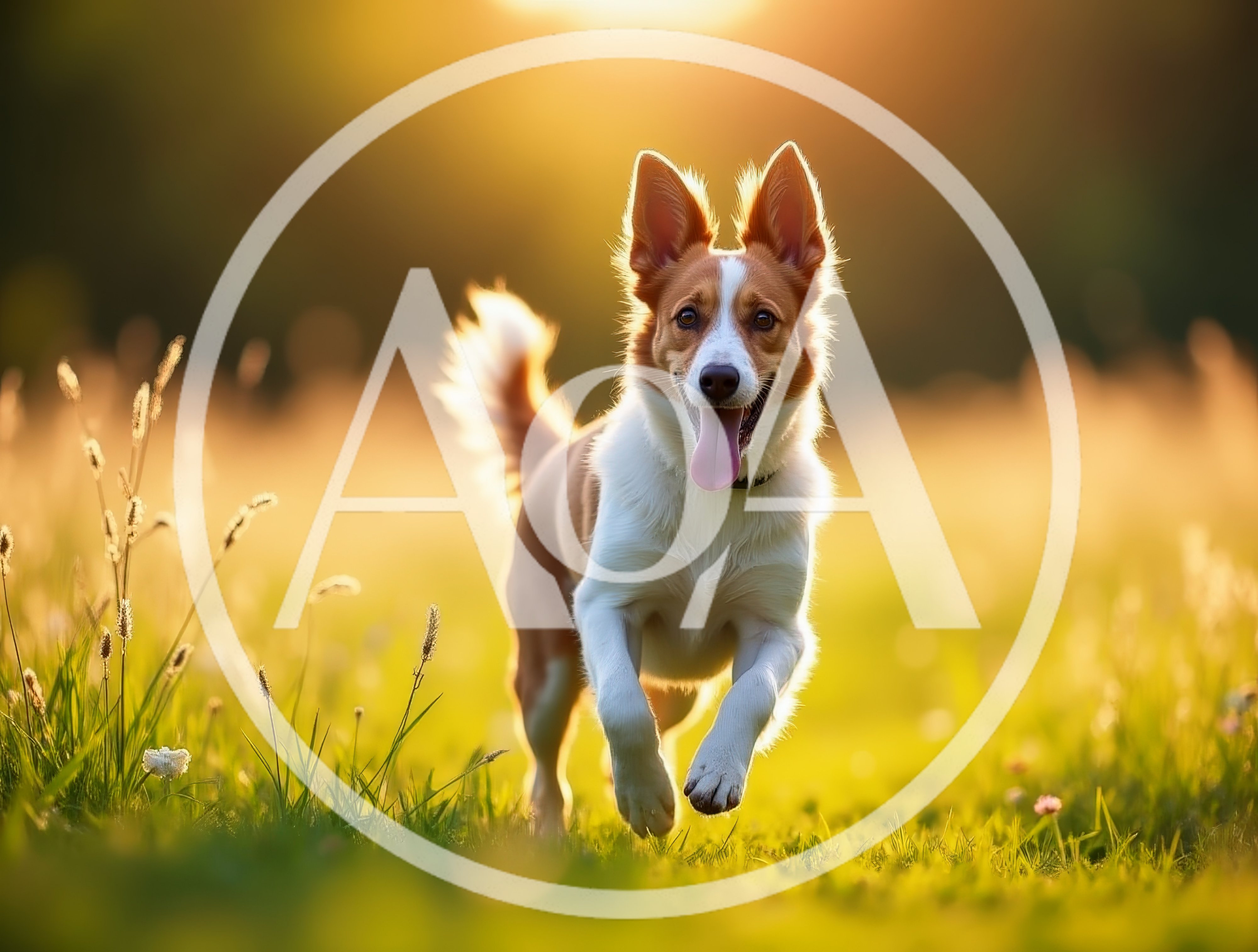 Happy Border Collie Running Through Sunny Meadow