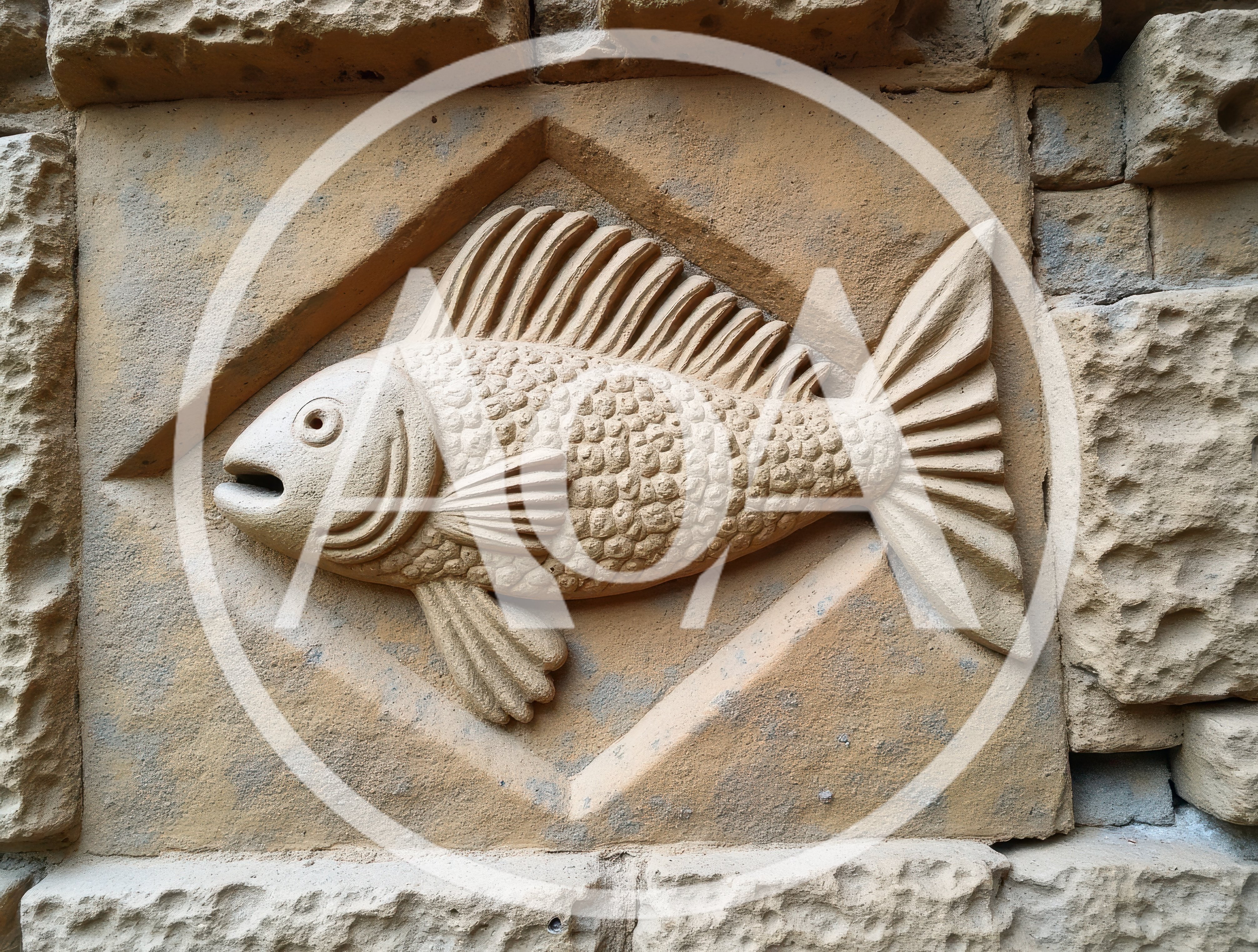 Stone Carving Of A Fish On A Wall