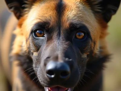 Close Up Portrait Of A German Shepherd Dog