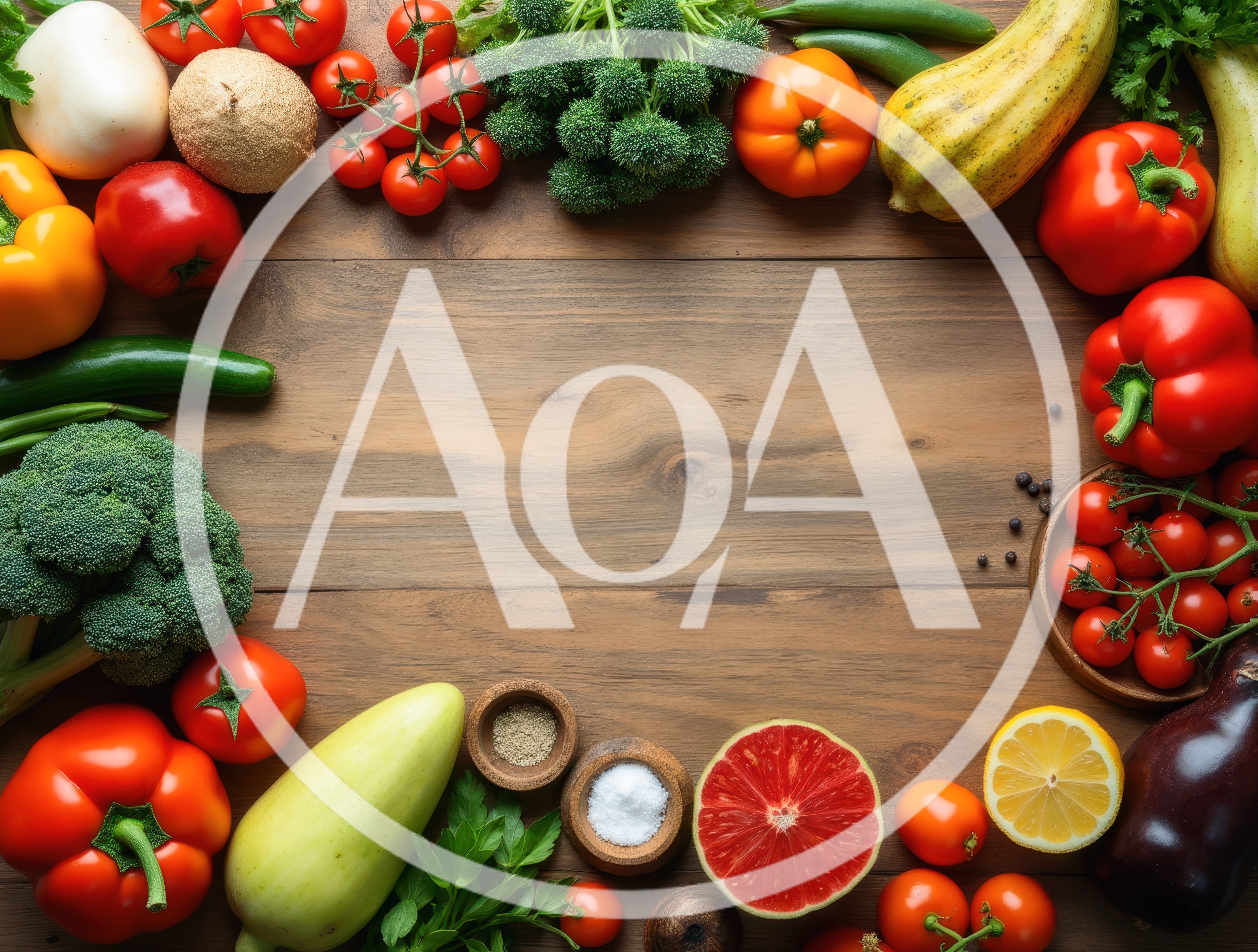 Fresh Vegetables and Fruits Arranged on Wooden Table