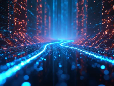 Abstract Digital Data Stream Through Cybernetic Tunnel