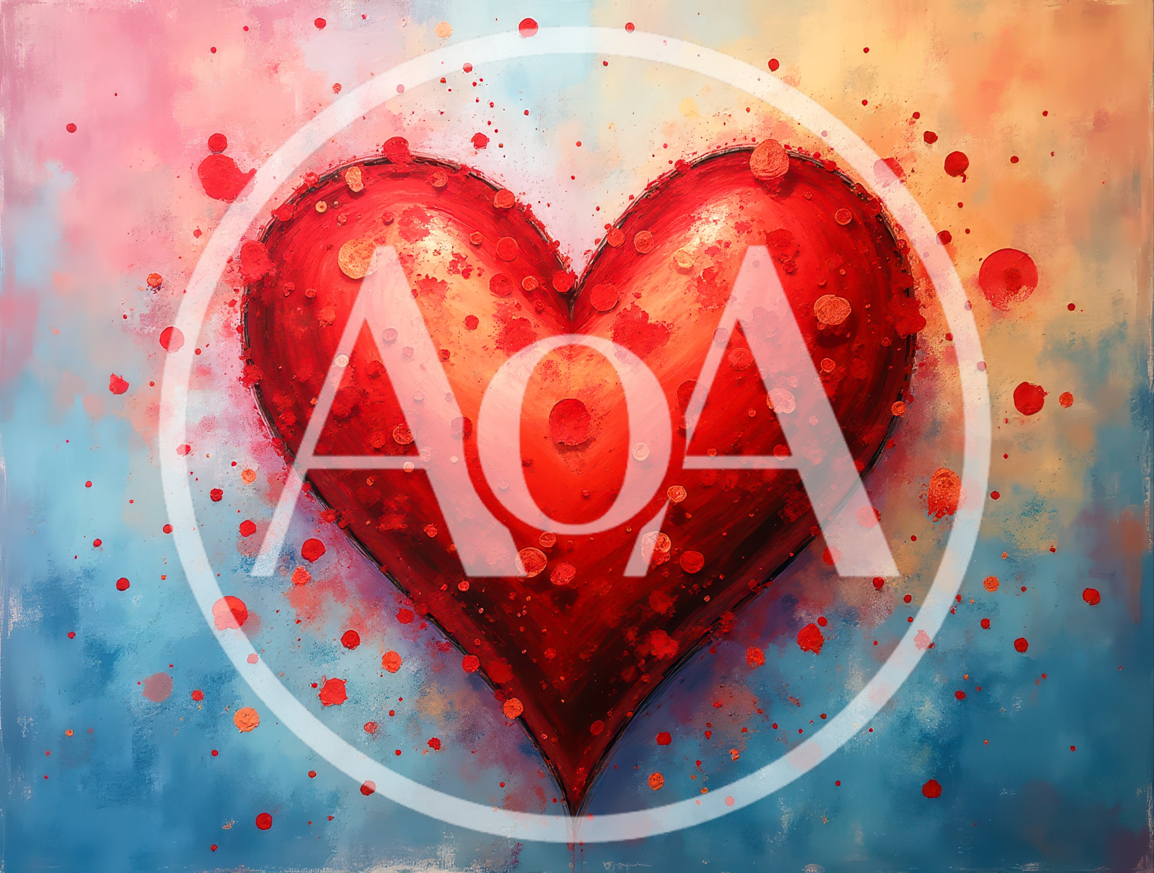Abstract Red Heart Painting With Splatter Texture