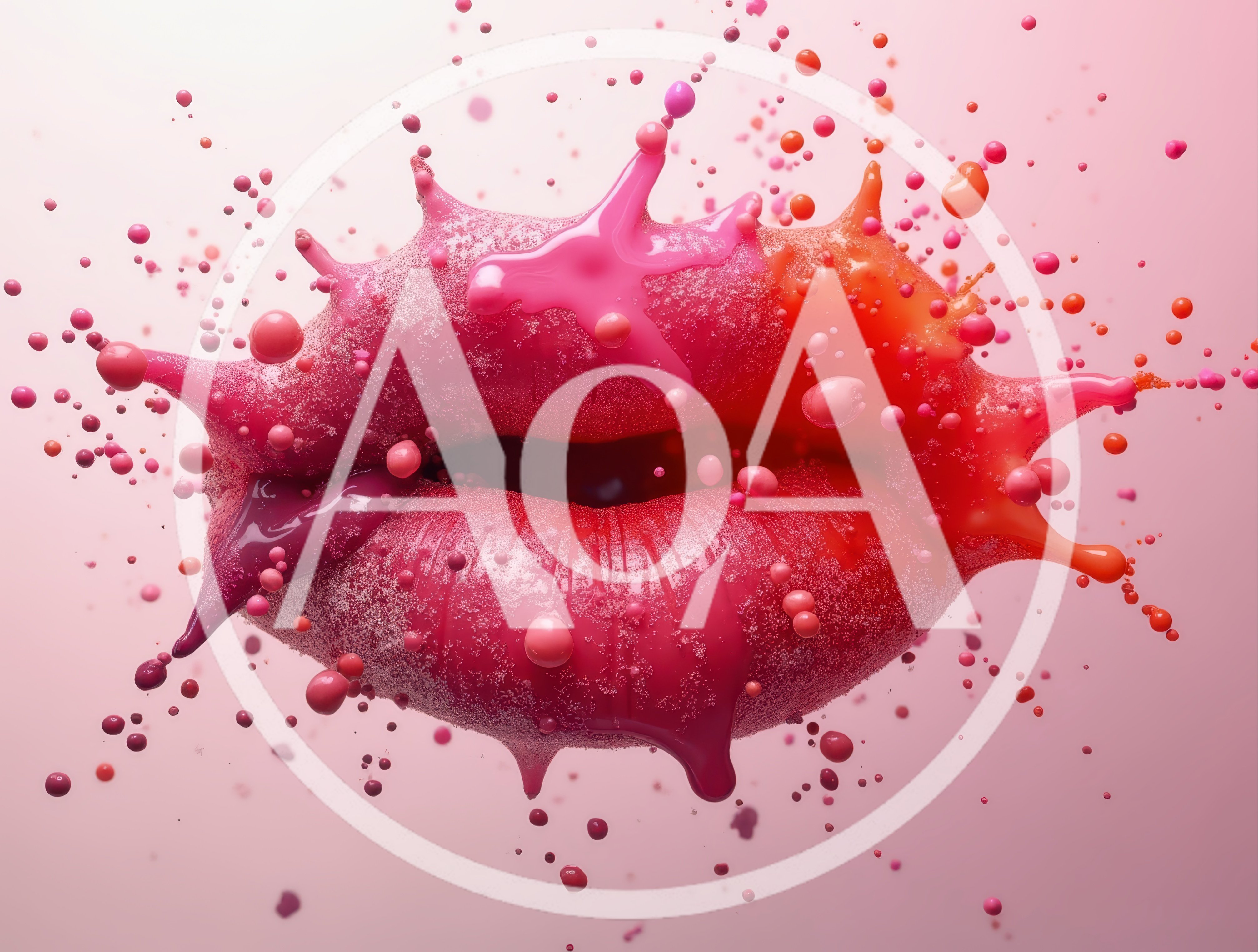 Abstract Lips Formed From Splashing Pink And Red Paint