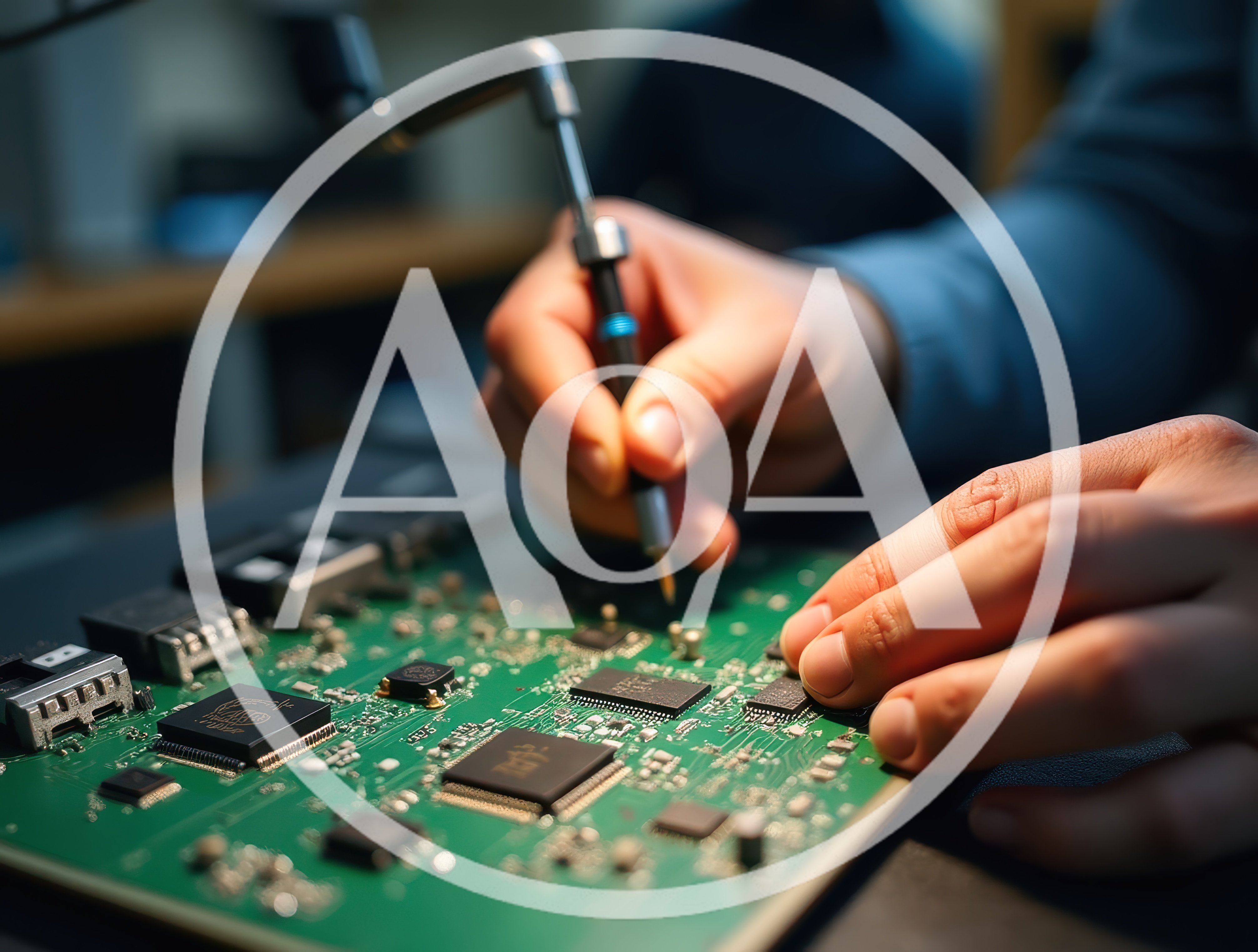 Technician Repairing Electronic Circuit Board With Precision Tool