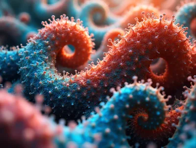 Microscopic View of Abstract Organic Viral Structures