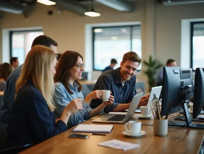 Diverse Professional Team Collaborating in Modern Office