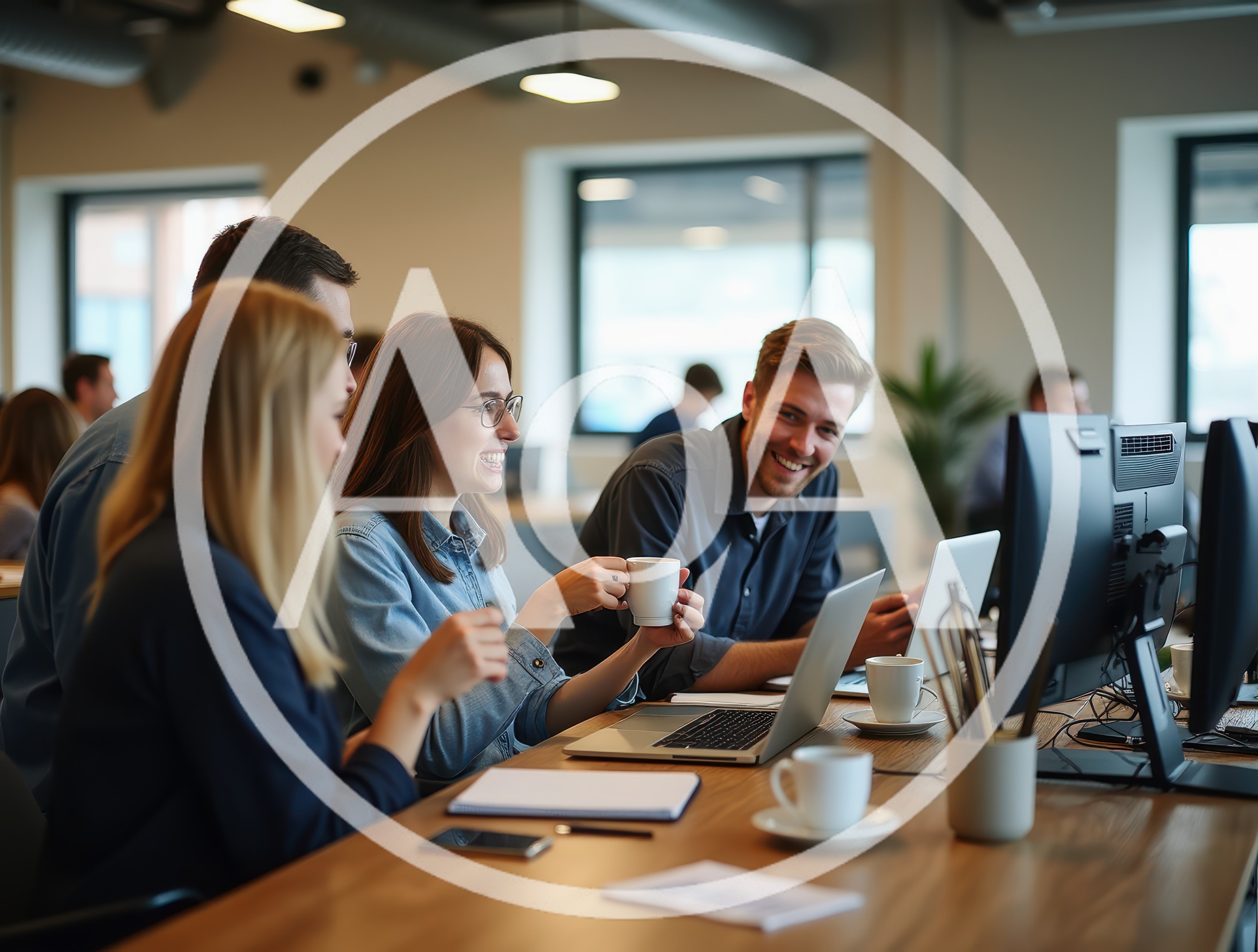 Diverse Professional Team Collaborating in Modern Office