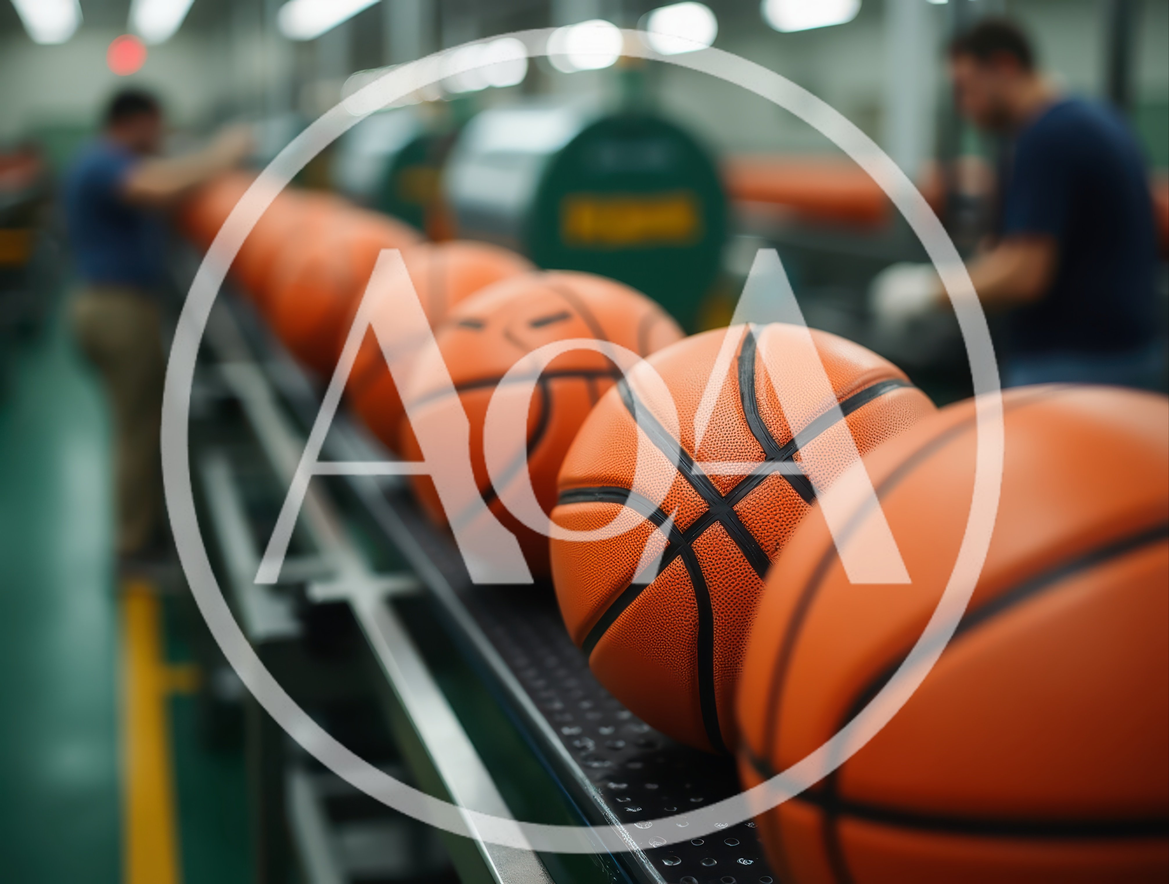 Basketballs Moving Along A Factory Assembly Line