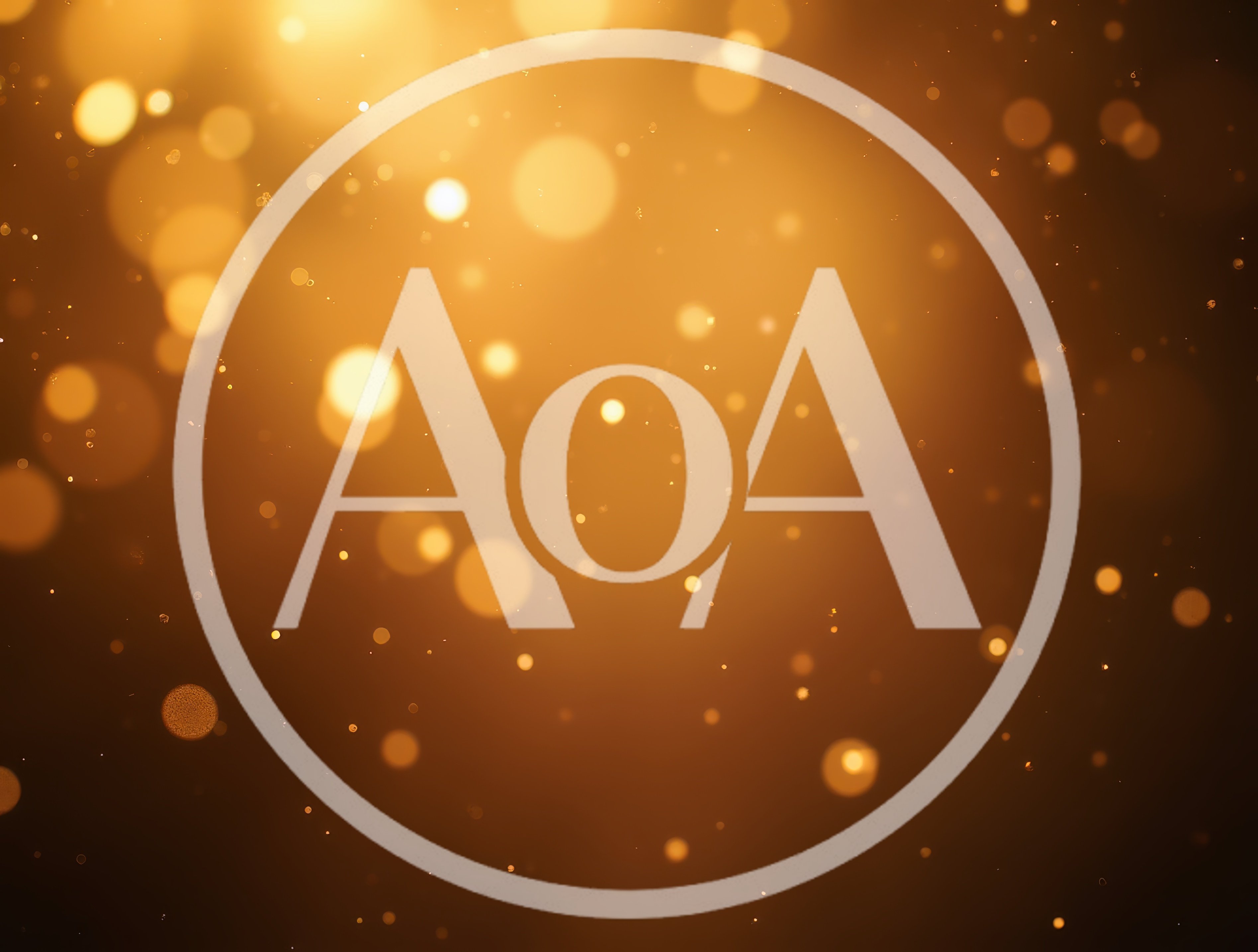 Golden Bokeh Particles Floating On Dark Background