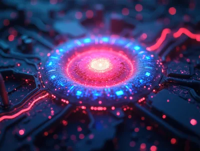 Futuristic Glowing Circular Processor Core Technology