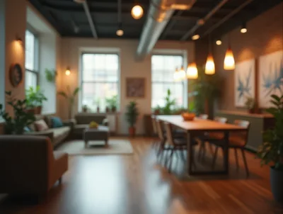 Modern Open Plan Office Interior With Dining Area