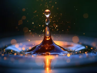Macro Water Drop Impact Creating A Crown Splash