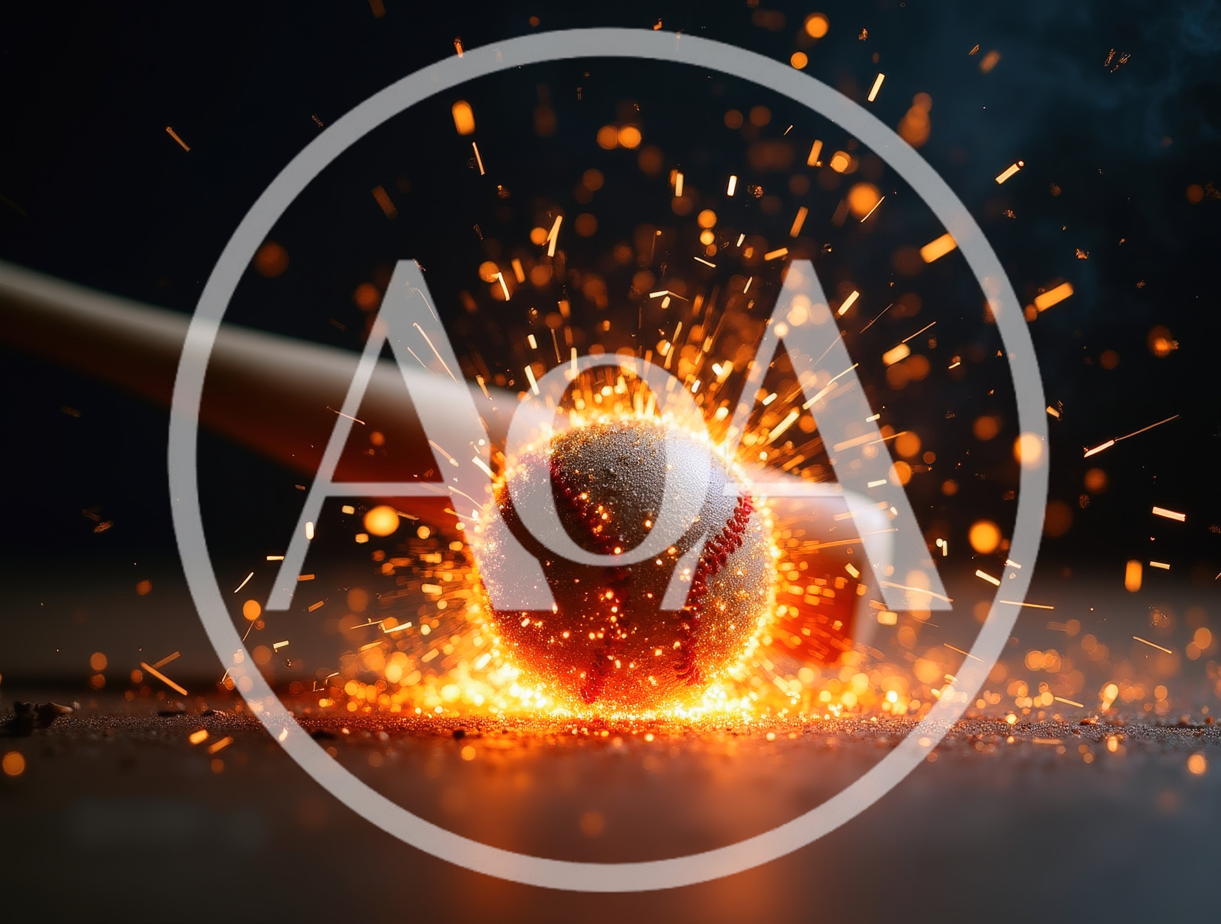 Baseball Bat Striking Ball With Explosive Sparks