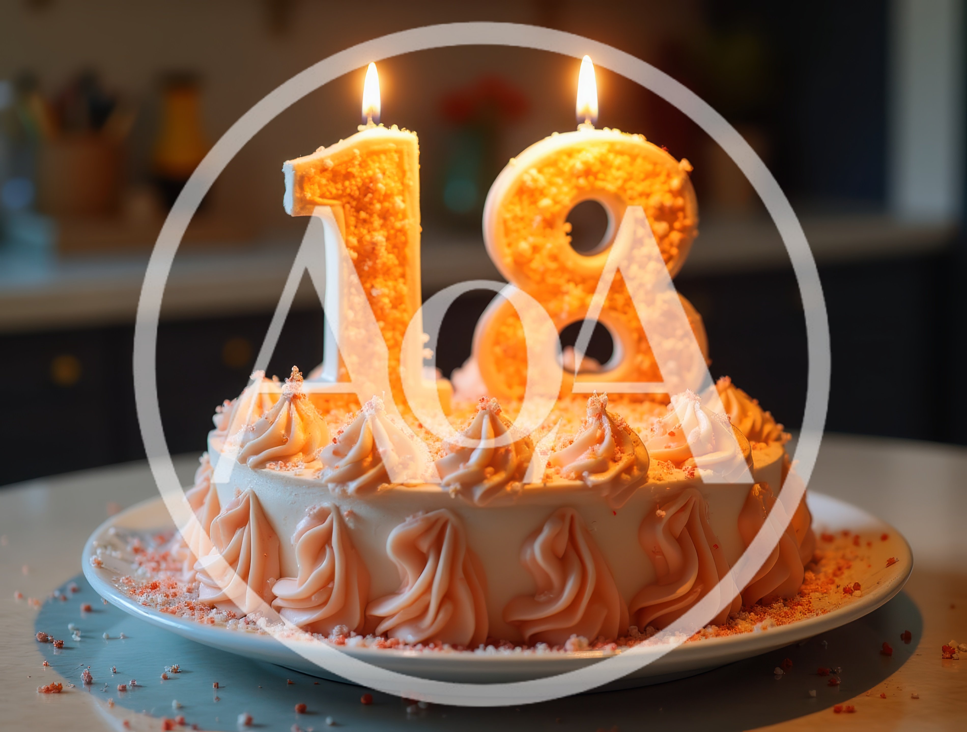 Birthday Cake With Number Eighteen Candles