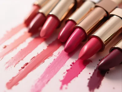 Assorted Lipsticks With Matching Color Swatches