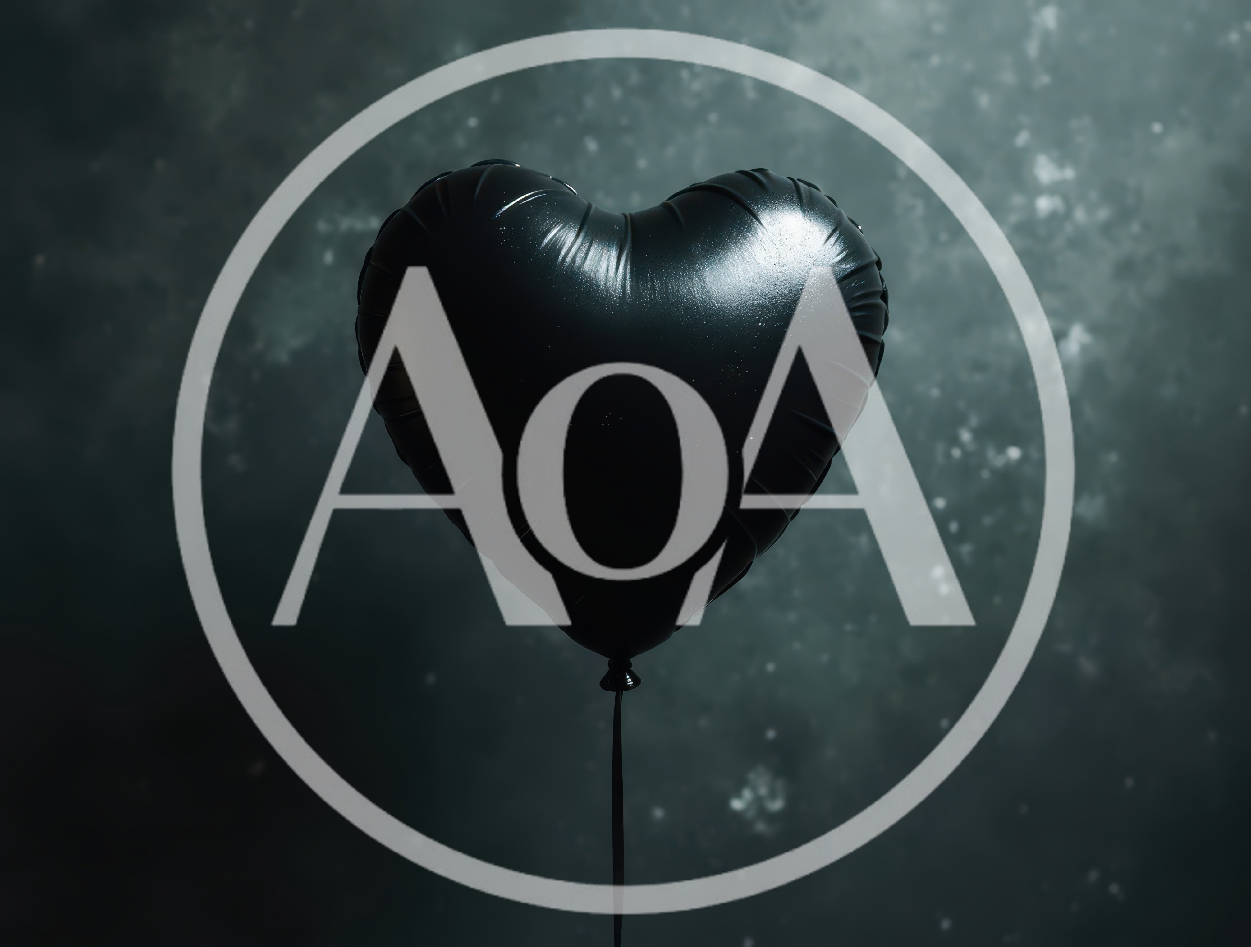 Black Heart Shaped Balloon Floating Against Dark Background