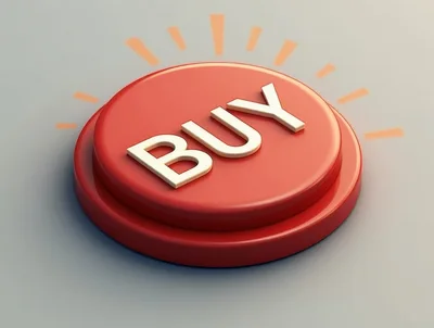Red Buy Button With Glowing Light Effects