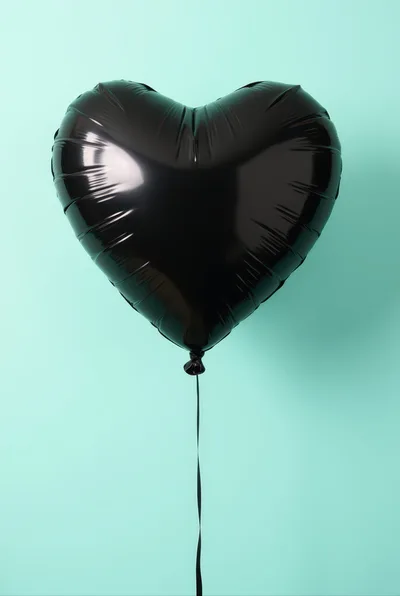 Black Heart Shaped Balloon Against Pastel Green Background