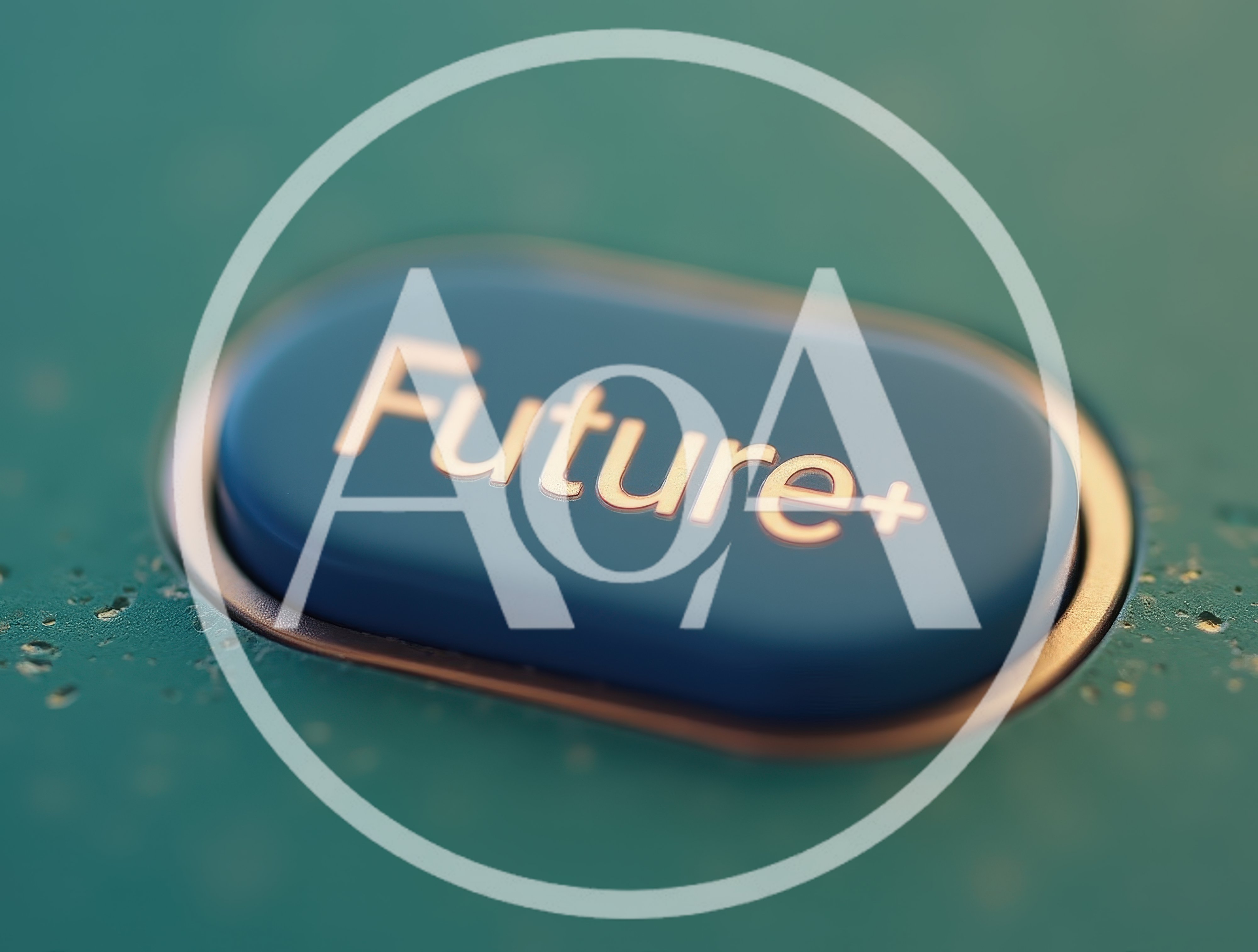 3D Rendered Future Plus Button On Textured Surface