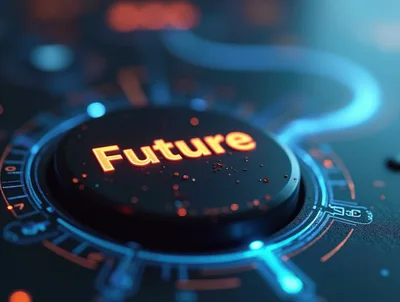 Glowing Future Button On Futuristic Digital Control Panel