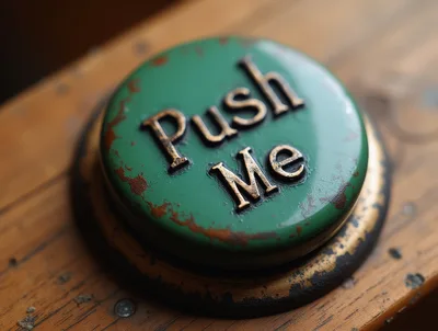 Vintage Green Push Button With Weathered Texture