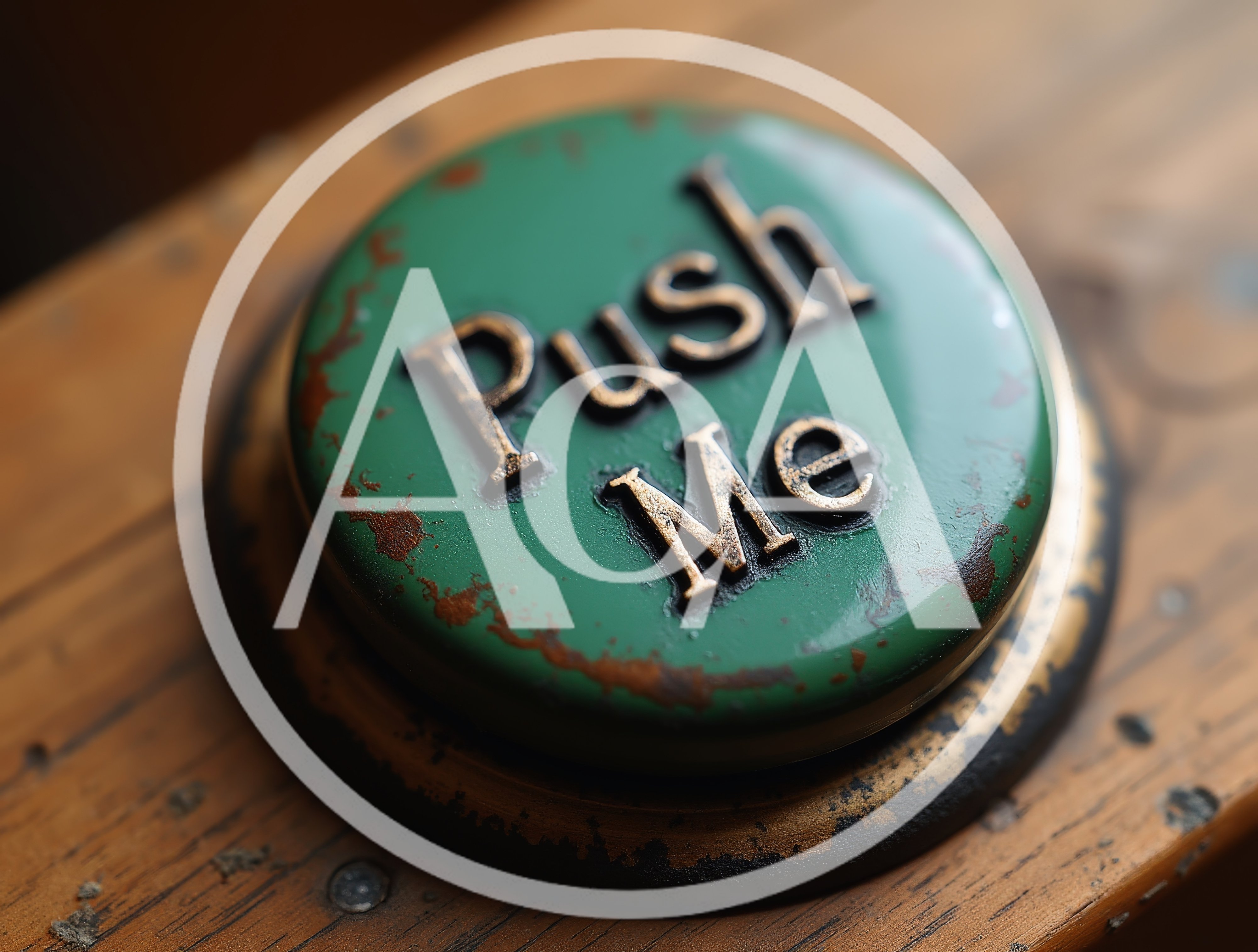 Vintage Green Push Button With Weathered Texture