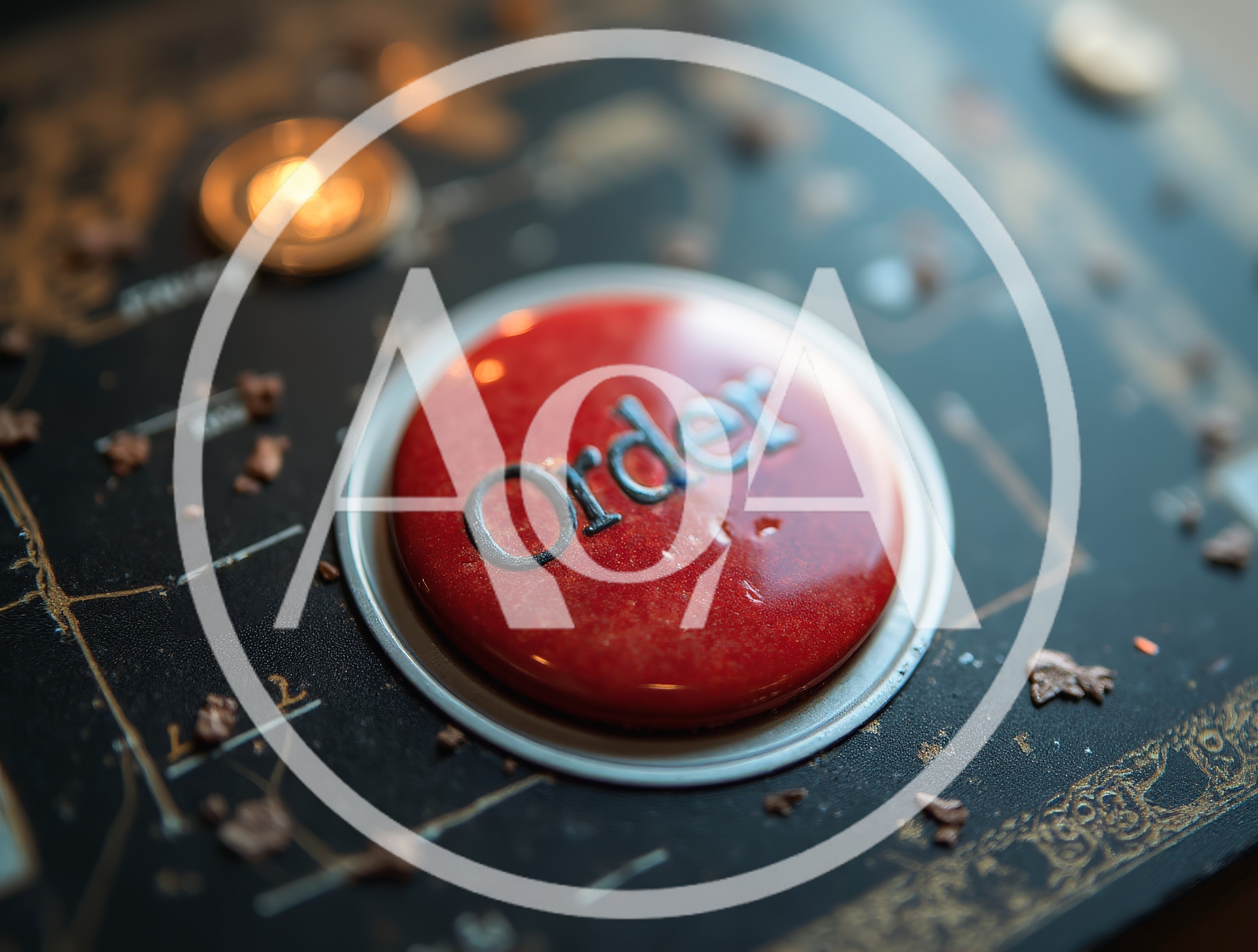 Red Order Button On A Dark Textured Surface