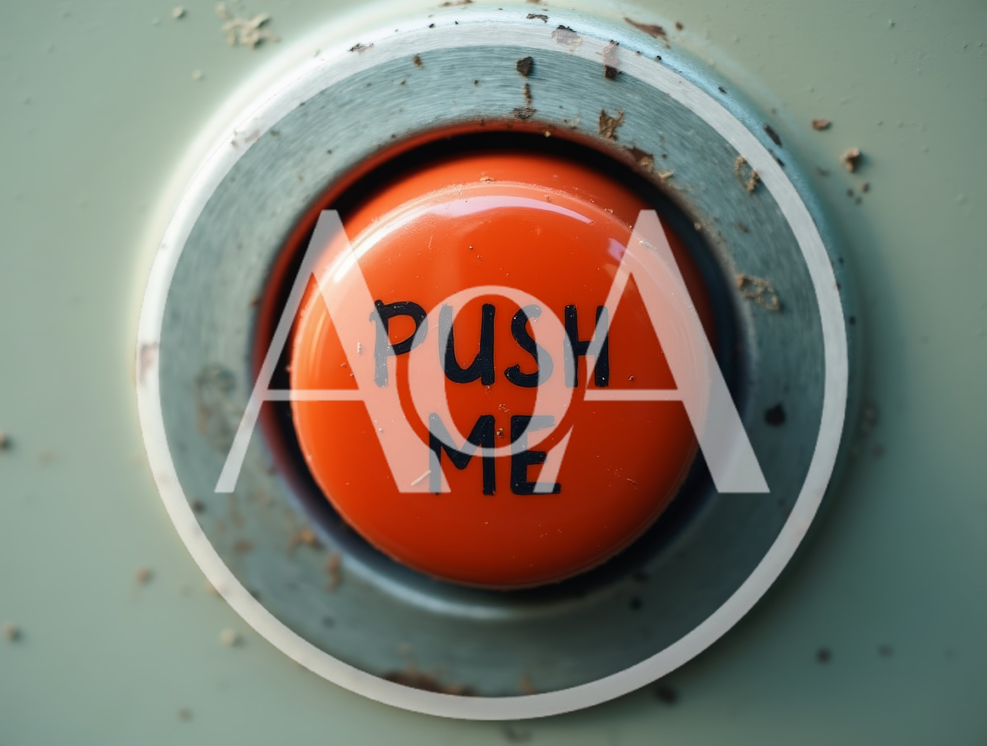 Close Up Of A Red Push Me Button