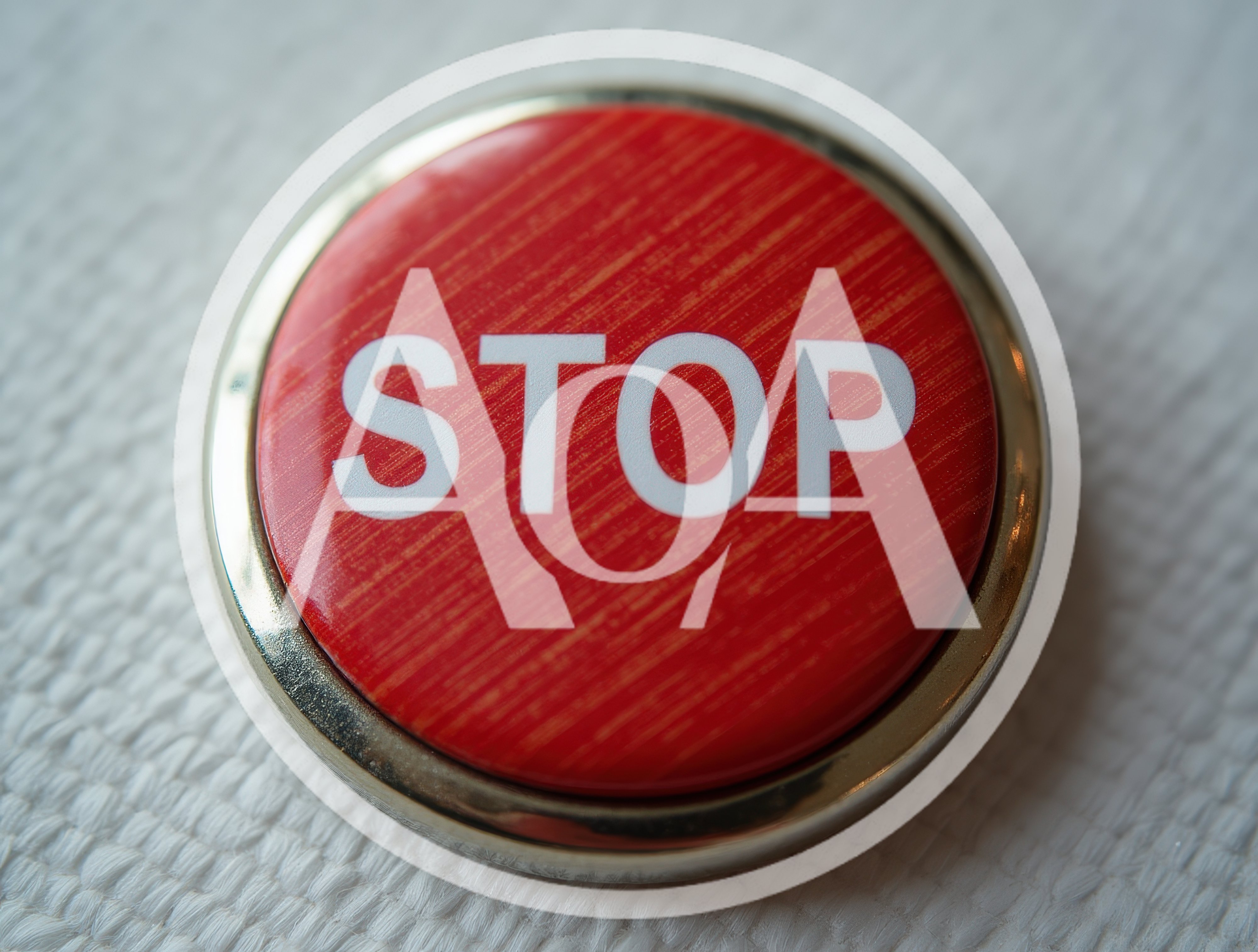 Red Stop Button With Metallic Rim