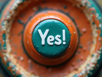 Close Up Of A Teal Yes Button