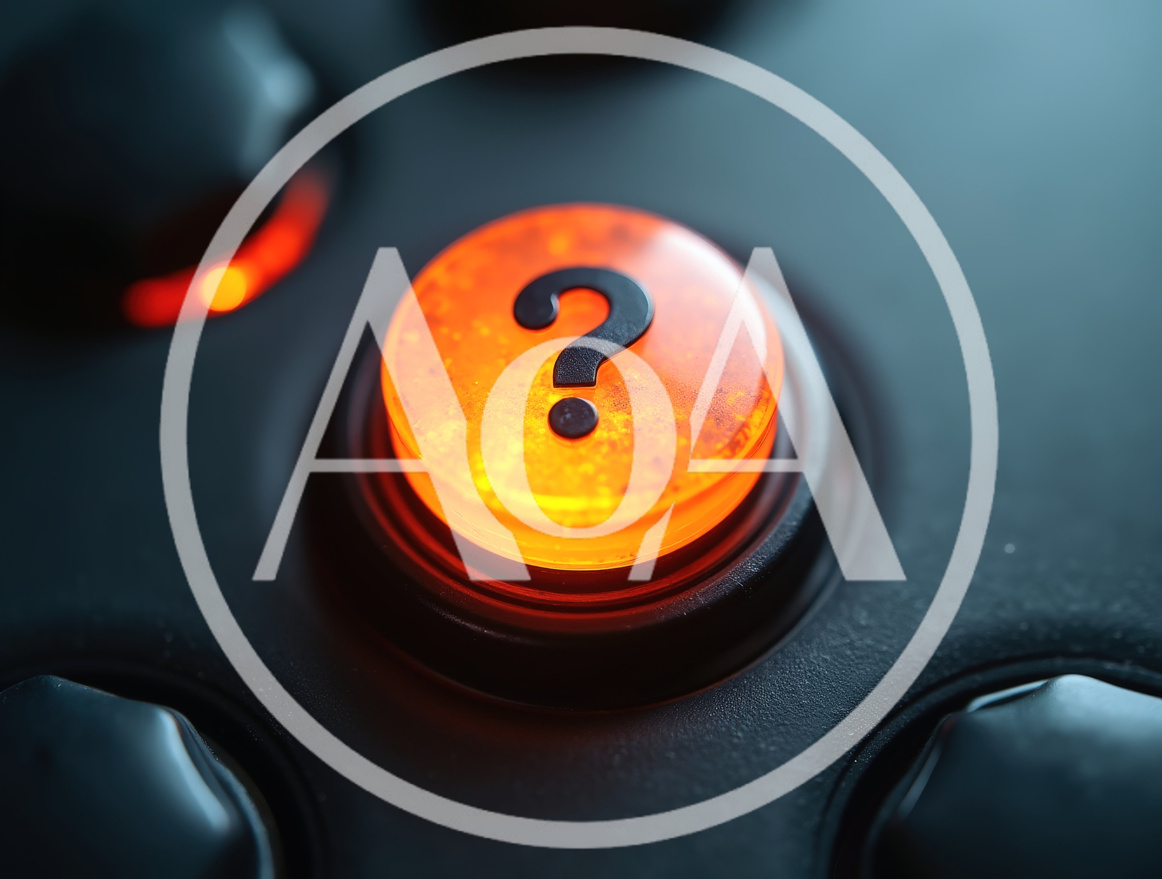 Glowing Orange Question Mark Button On Gaming Controller
