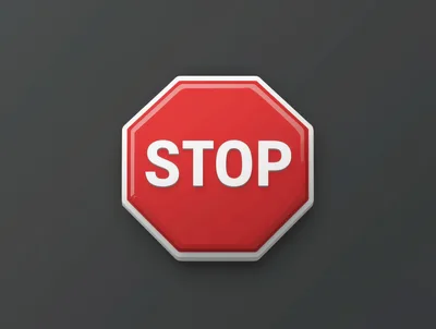 3D Rendered Red Octagonal Stop Sign Icon