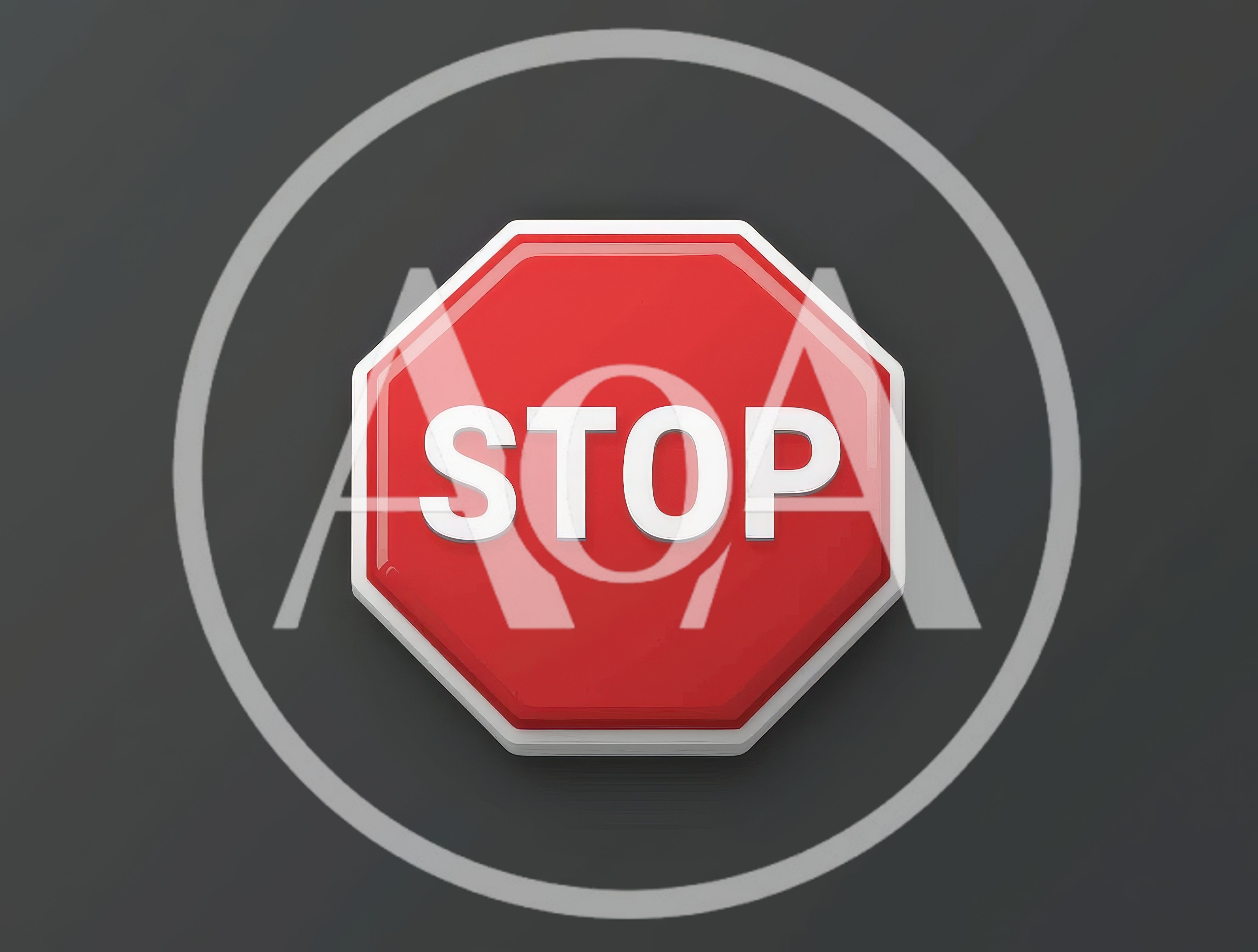 3D Rendered Red Octagonal Stop Sign Icon