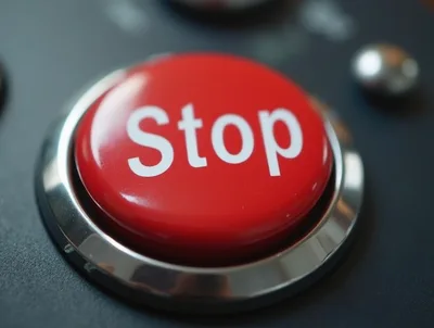 Red Stop Button On A Control Panel