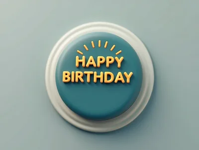 3D Rendered Happy Birthday Button On A Pedestal