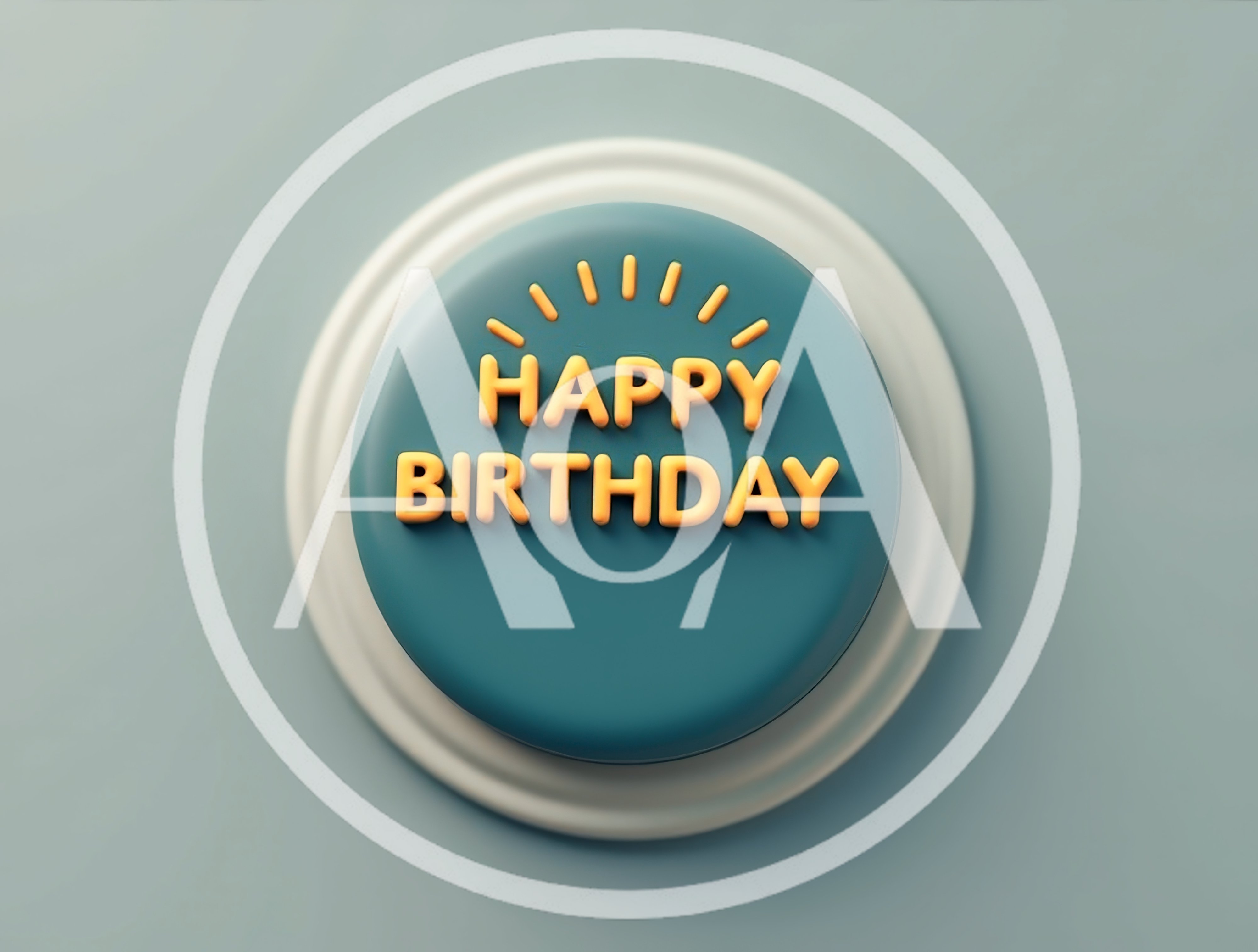 3D Rendered Happy Birthday Button On A Pedestal