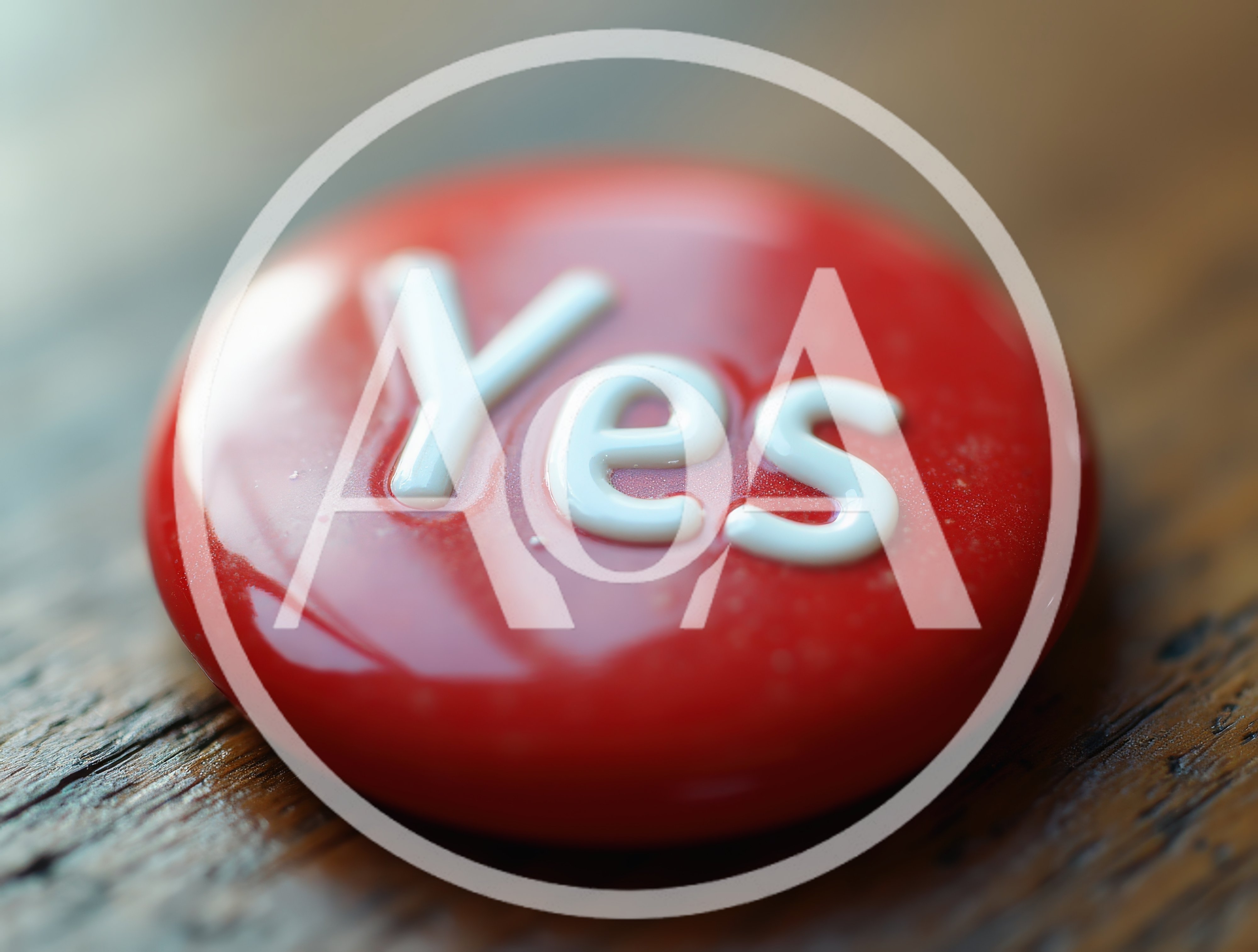 Red Yes Button On Wooden Surface
