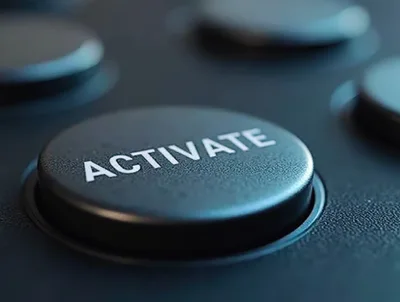 Close Up Of A Black Activate Button