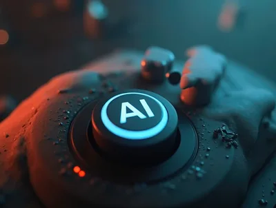 Glowing AI Button On Textured Surface