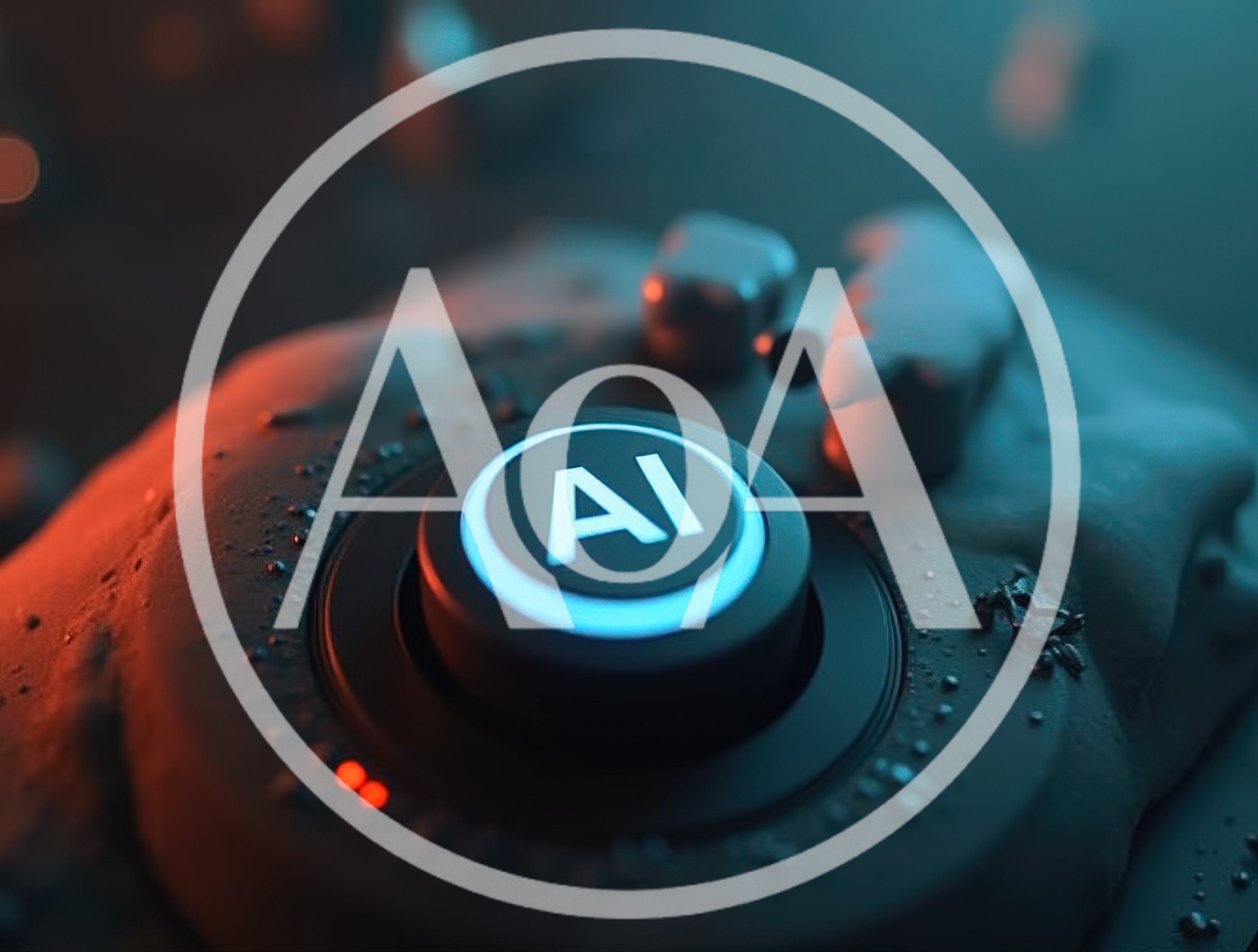 Glowing AI Button On Textured Surface