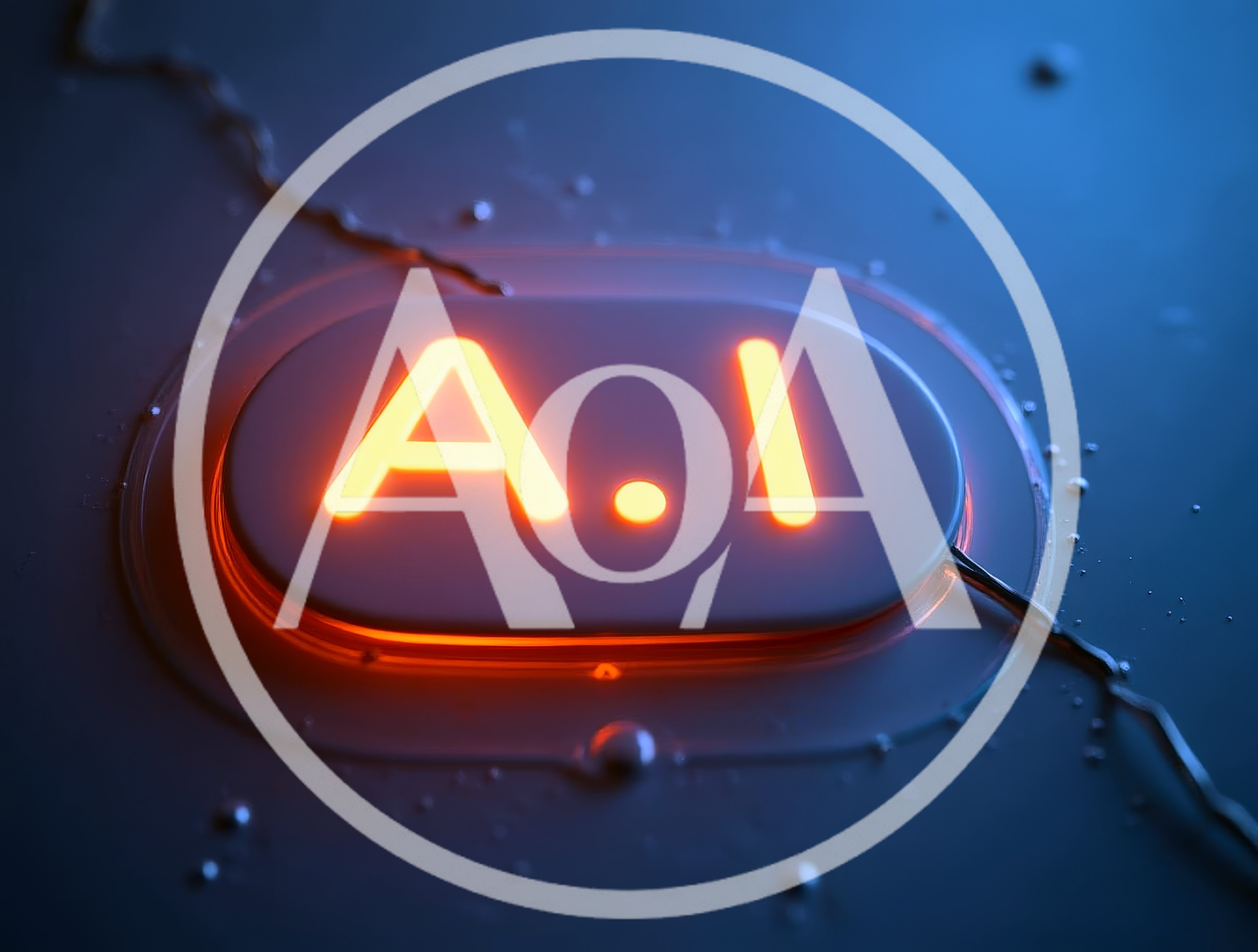 Glowing A.I. Text On A Wet Metallic Surface